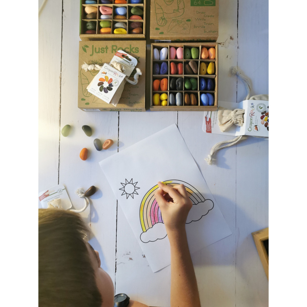 Crayon Rocks 8B - kredki stożkowe kamyki - 8 sztuk w bawełnianym woreczku