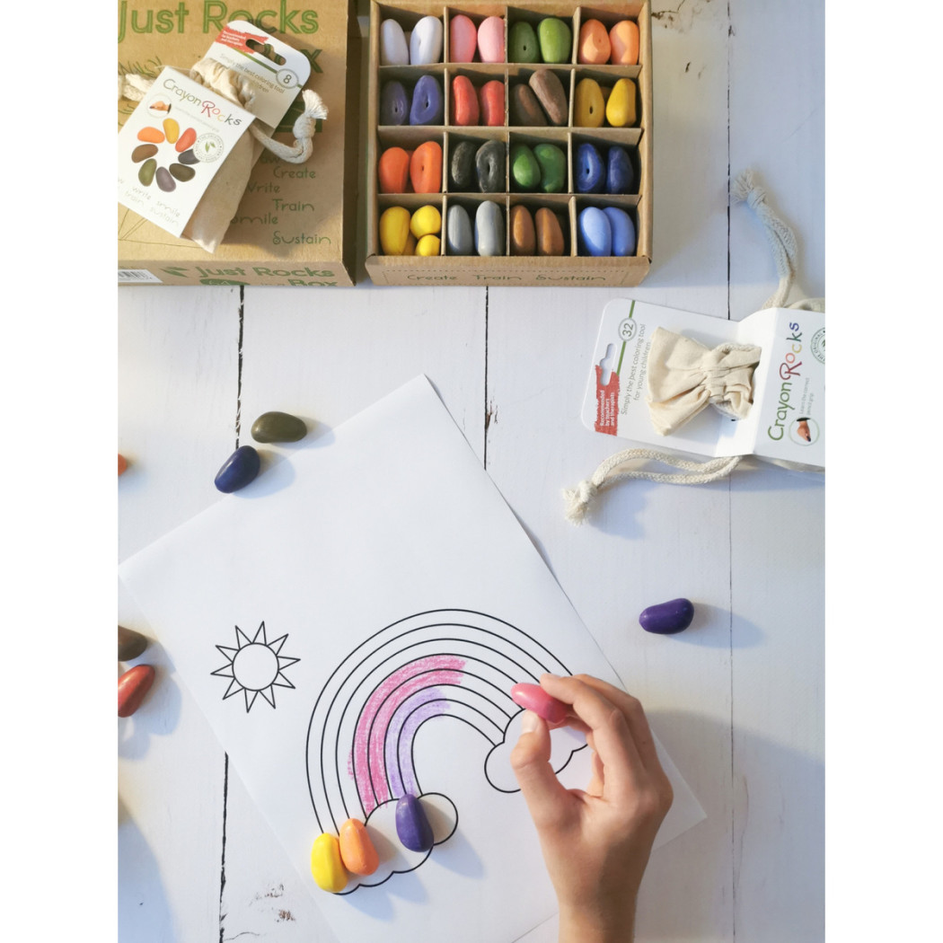 Crayon Rocks 8B - kredki stożkowe kamyki - 8 sztuk w bawełnianym woreczku