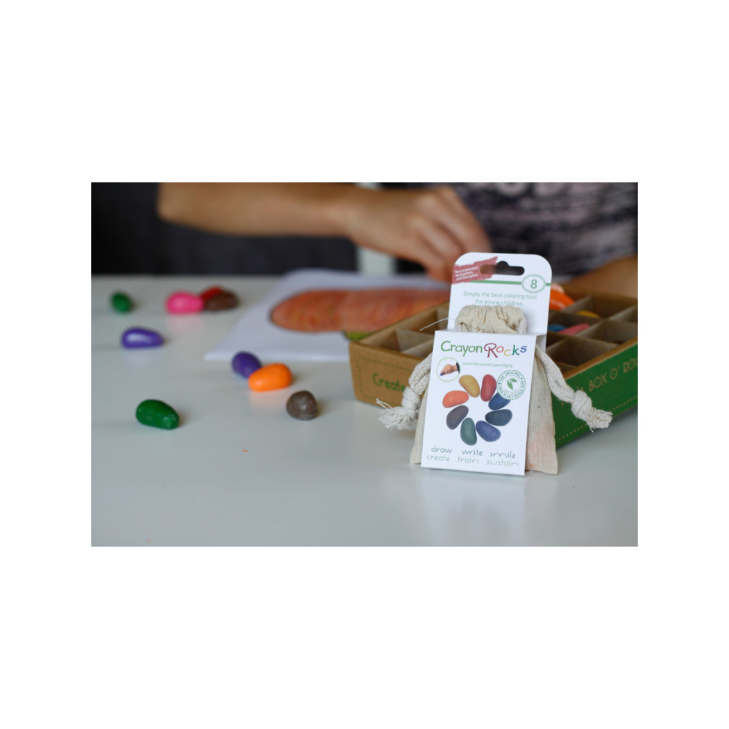 Crayon Rocks 8B - kredki stożkowe kamyki - 8 sztuk w bawełnianym woreczku