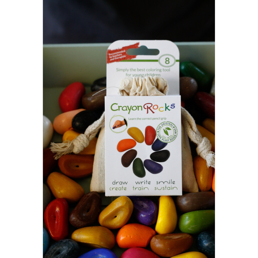 Crayon Rocks 8B - kredki stożkowe kamyki - 8 sztuk w bawełnianym woreczku
