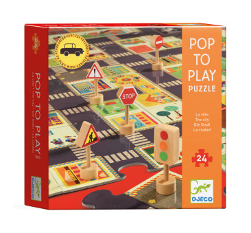 Ulice W Mieście Ze Znakami Drogowym - Puzzle - Djeco