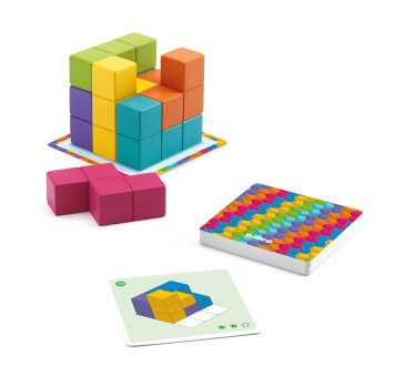Cubissimo Drewniana Gra Logiczna - Układanka Geometryczna dla Dzieci - Djeco
