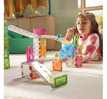 Rail Racers Max - Kulodrom Magnetyczny Tor Kulkowy - Klocki Magnetyczne 80 elementów - Magna-Tiles
