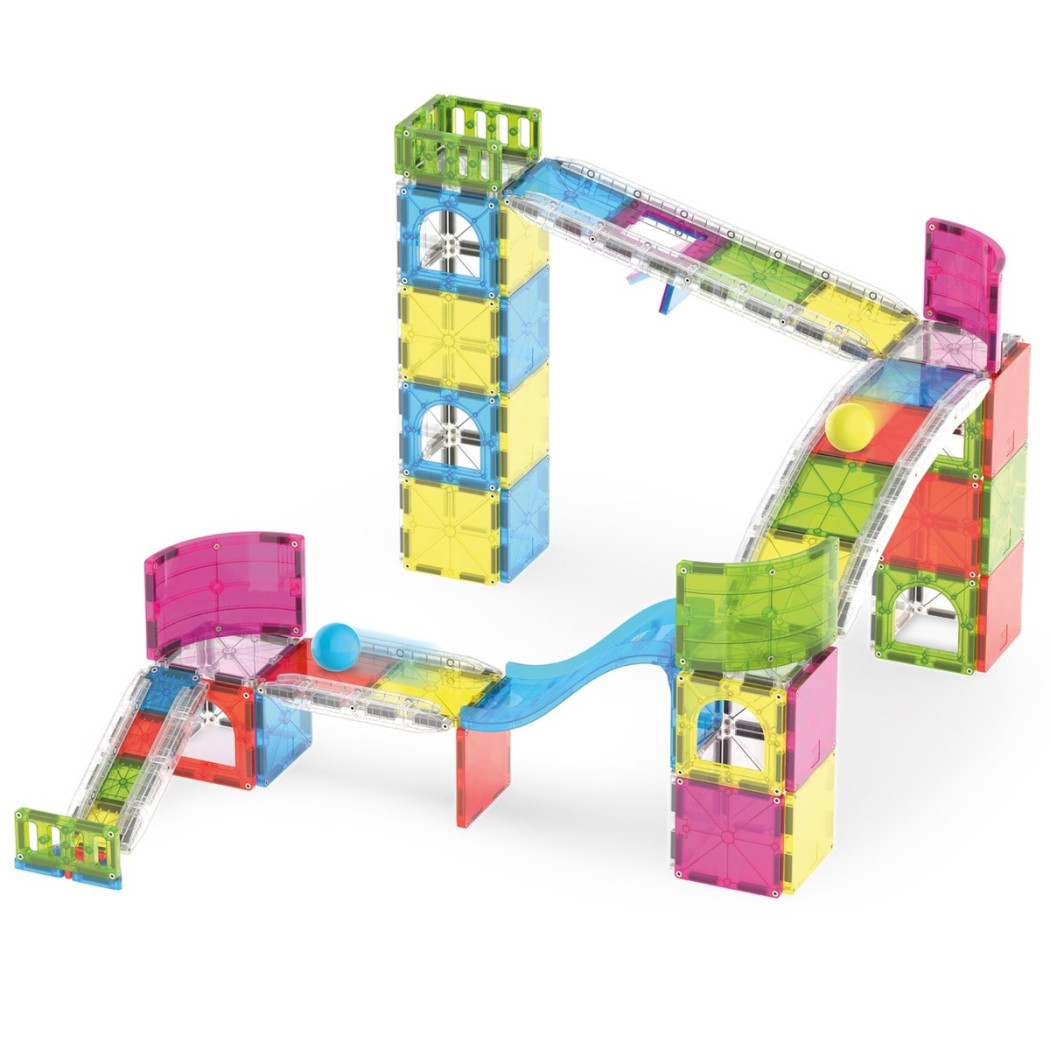 Rail Racers Max - Kulodrom Magnetyczny Tor Kulkowy - Klocki Magnetyczne 80 elementów - Magna-Tiles