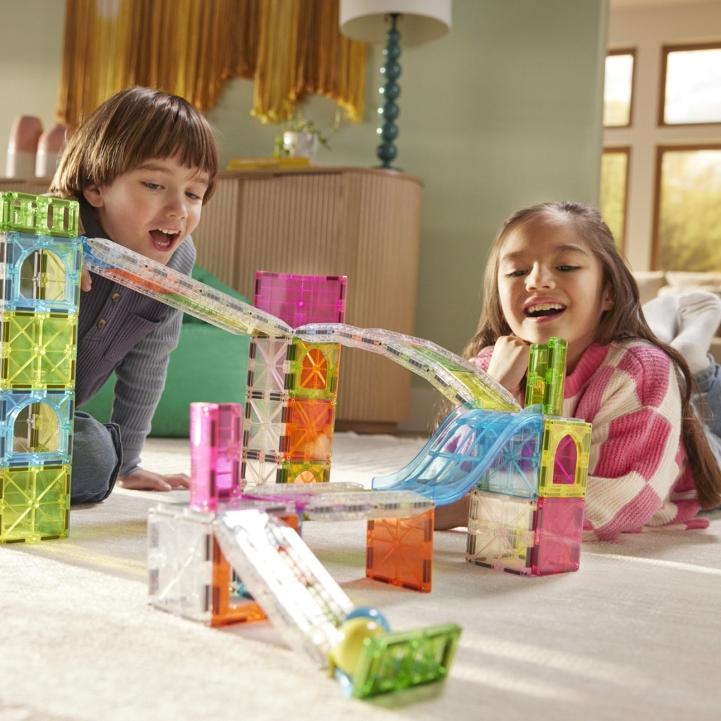 Rail Racers Max - Kulodrom Magnetyczny Tor Kulkowy - Klocki Magnetyczne 80 elementów - Magna-Tiles