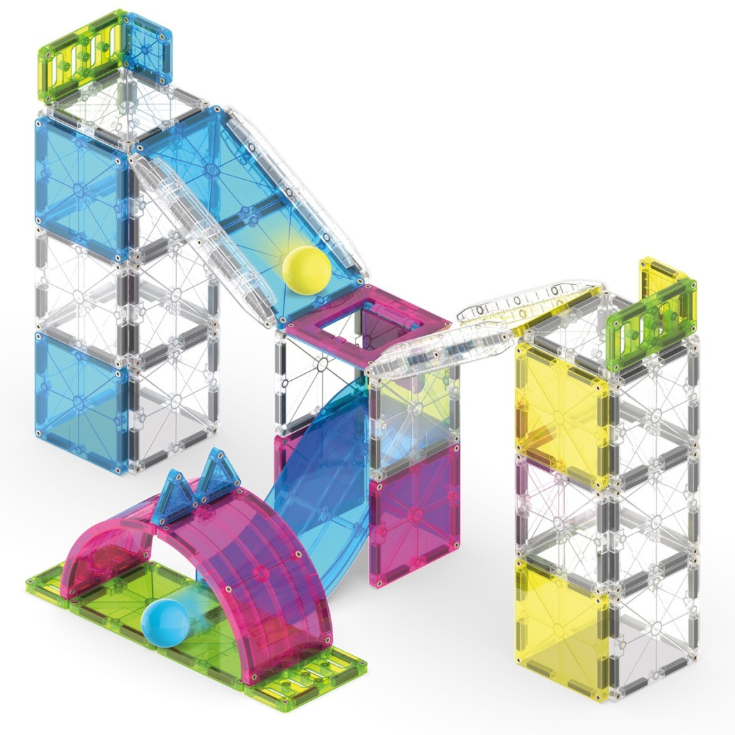 Rail Racers Max - Kulodrom Magnetyczny Tor Kulkowy - Klocki Magnetyczne 80 elementów - Magna-Tiles