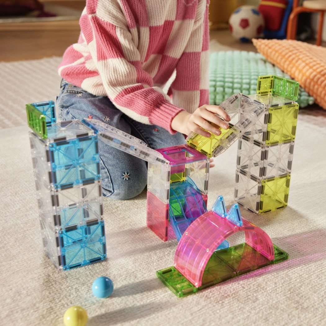 Rail Racers Max - Kulodrom Magnetyczny Tor Kulkowy - Klocki Magnetyczne 80 elementów - Magna-Tiles