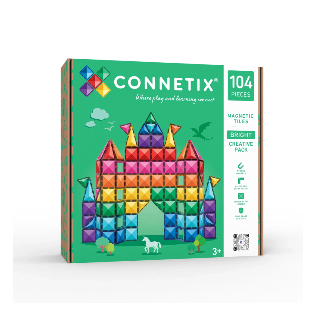 Bright Creative Pack - Duży Zestaw Konstrukcyjny - 104 elementy - Klocki Magnetyczne - Connetix