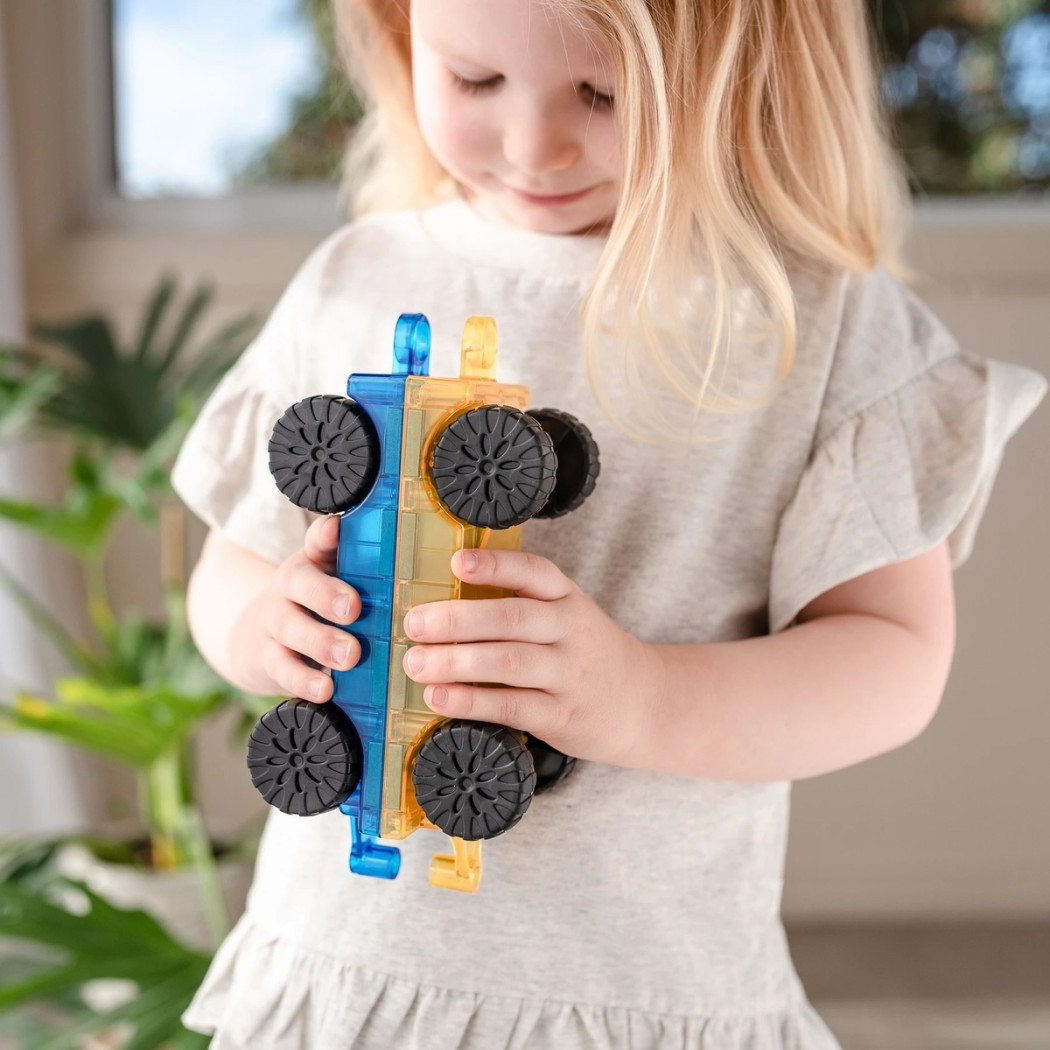 Autka Bright - Klocki Magnetyczne Pojazdy Pociągi - 2 Elementy - Connetix