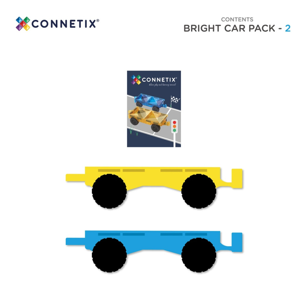 Autka Bright - Klocki Magnetyczne Pojazdy Pociągi - 2 Elementy - Connetix