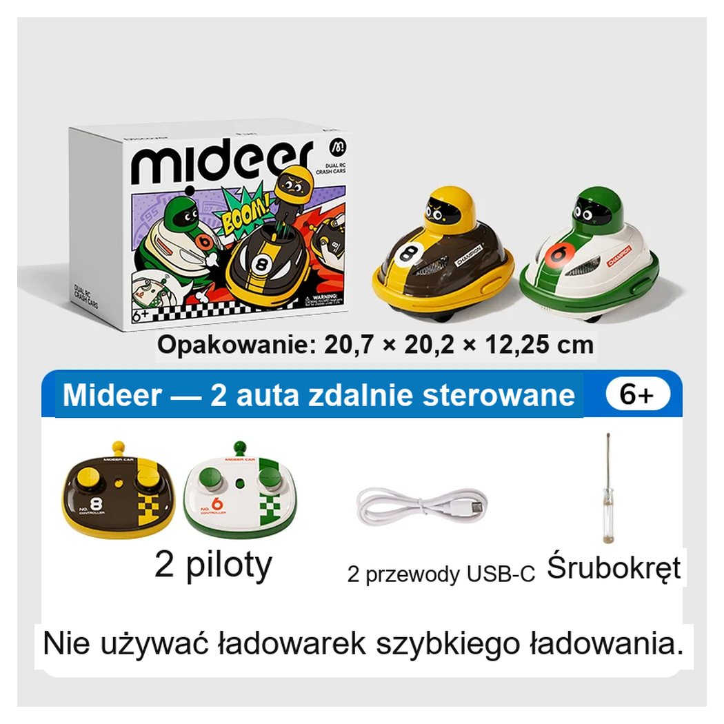 Autodrom - Zestaw 2 Zdalnie Sterowanych Autek do Zderzania Bumper Cars - Mideer
