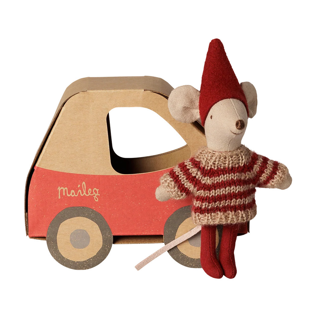 Świąteczna Myszka Młodsza Siostra w Pudełku Autku - Christmas Mouse in Car Box - Maileg