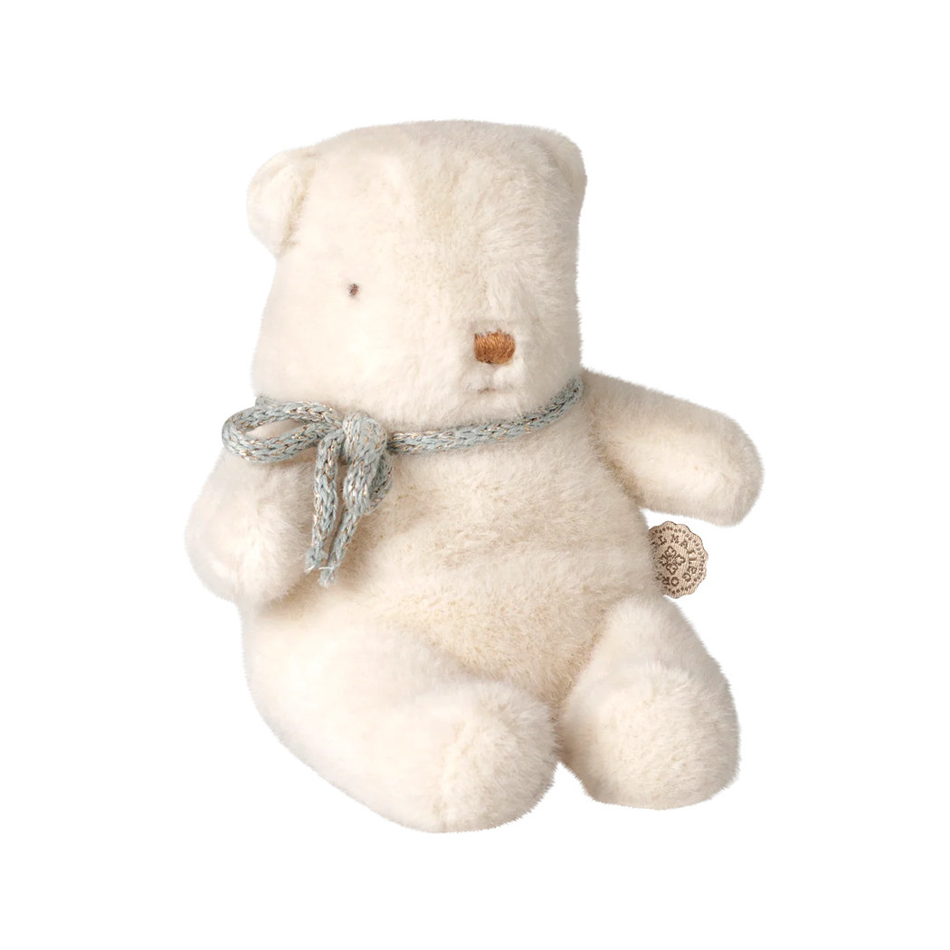 Mini Pluszowy Miś z Kokardką - Kremowy - Maskotka Niedźwiedż - Teddy Bear - Maileg