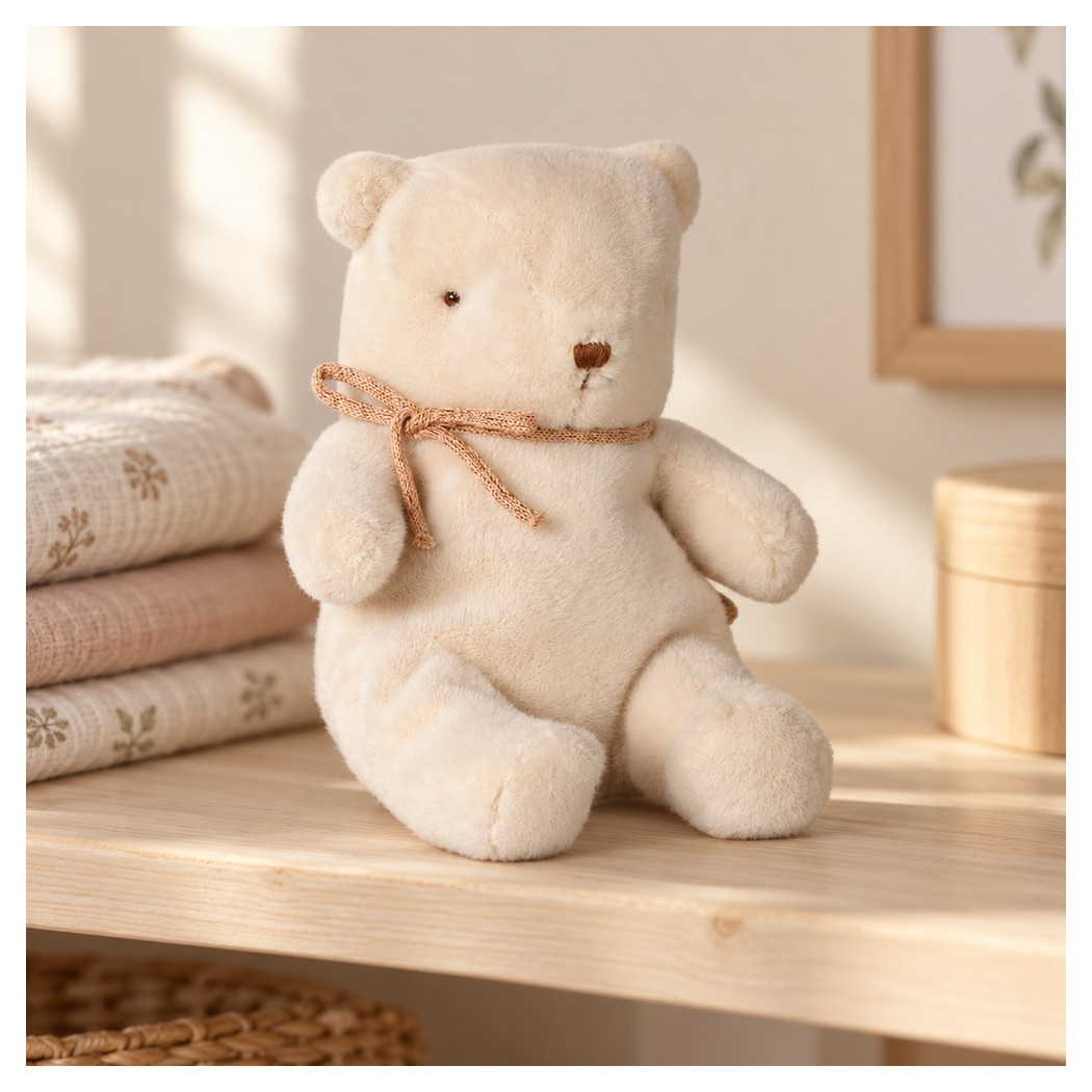 Pluszowy Miś z Kokardką - Kremowy - Maskotka Niedźwiedż - Small Teddy Bear - Maileg