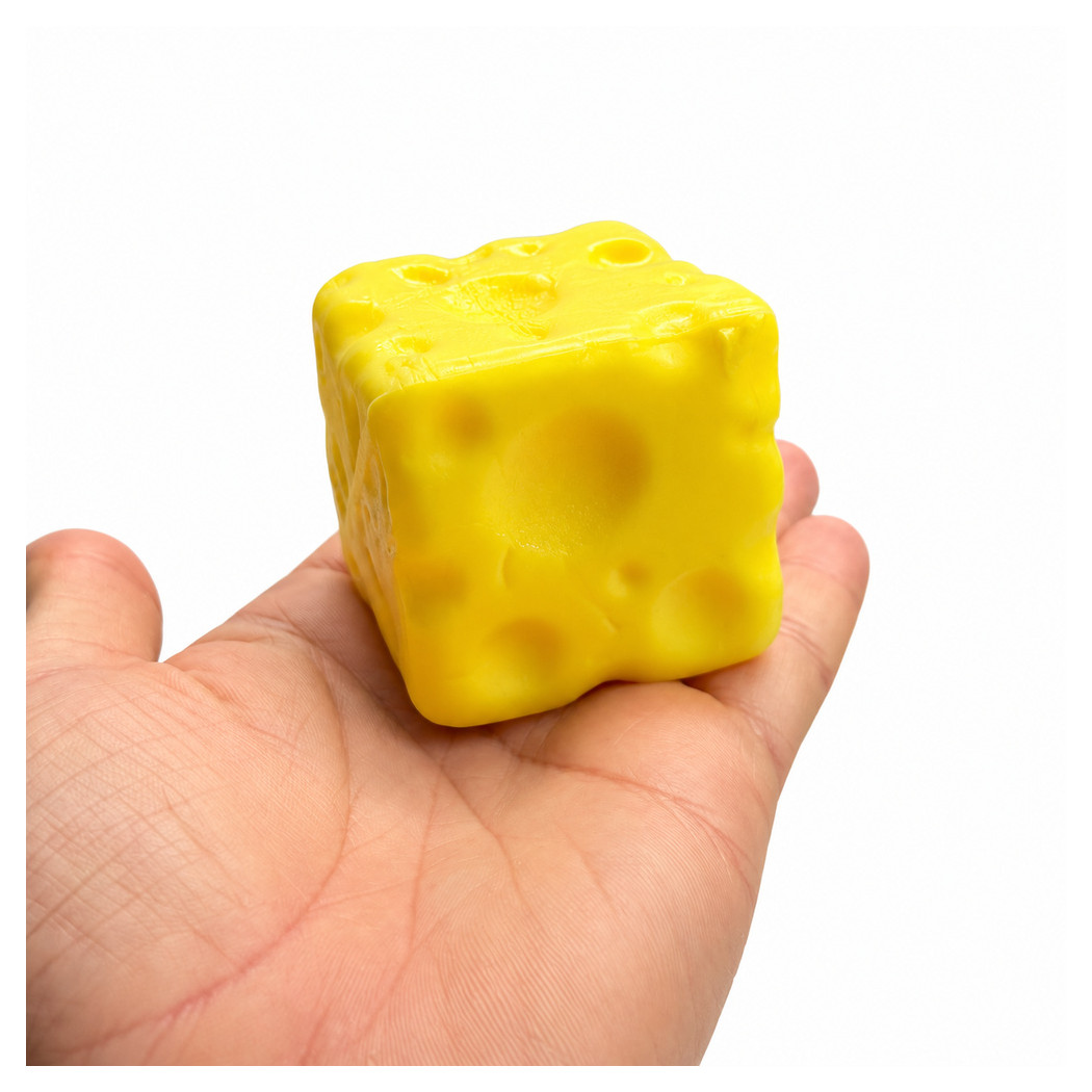 Ser Gniotek - Squichy Antystresowy Fidget Sensoryczny 5 cm - Kostka Sera Zabawka Relaksacyjna